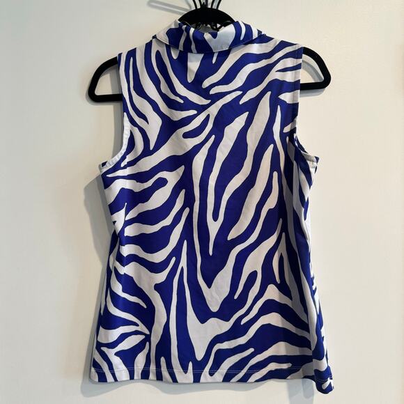 Zenergy Golf by Chico's Top Blue White Collared Zebra Print Sleeveless Sz XS/0 - Picture 5 of 5